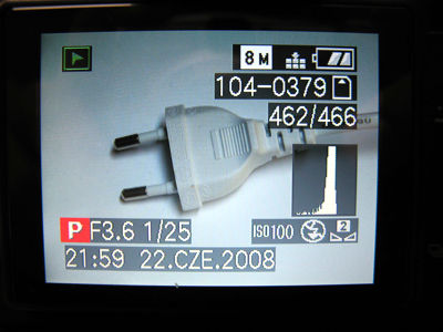 Histogram z aparatu Panasonic