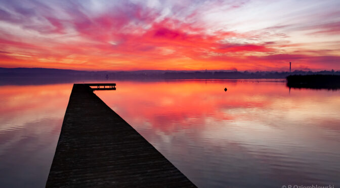 Zachód słońca nad jeziorem Chodzieskim
