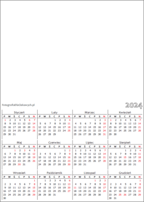 Kalendarz 2023 do druku - pdf - roczny, pionowy
