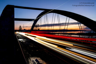 Most nad Notecią wieczorem