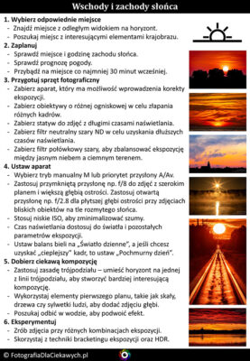 Ściąga fotograficzna - Wschody i zachody słońca
