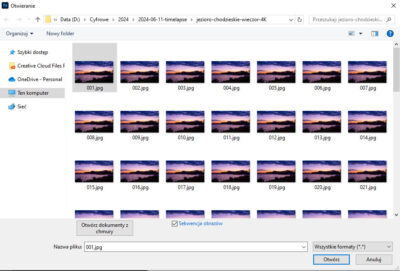Otwieranie plików jako sekwencja obrazów.