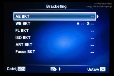 Różne rodzaje bracketingu
