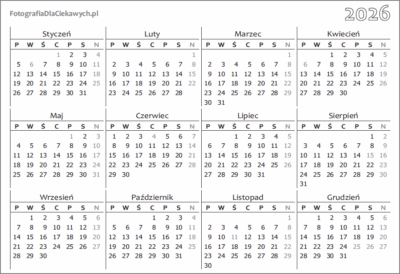 Kalendarz 2026 ze świętami do druku plik - kalendarium roczne