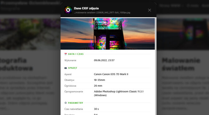 Wtyczka EXIF Viewer do Chroma, do odczytu parametrów zdjęcia