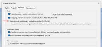 Lightroom ustawienia